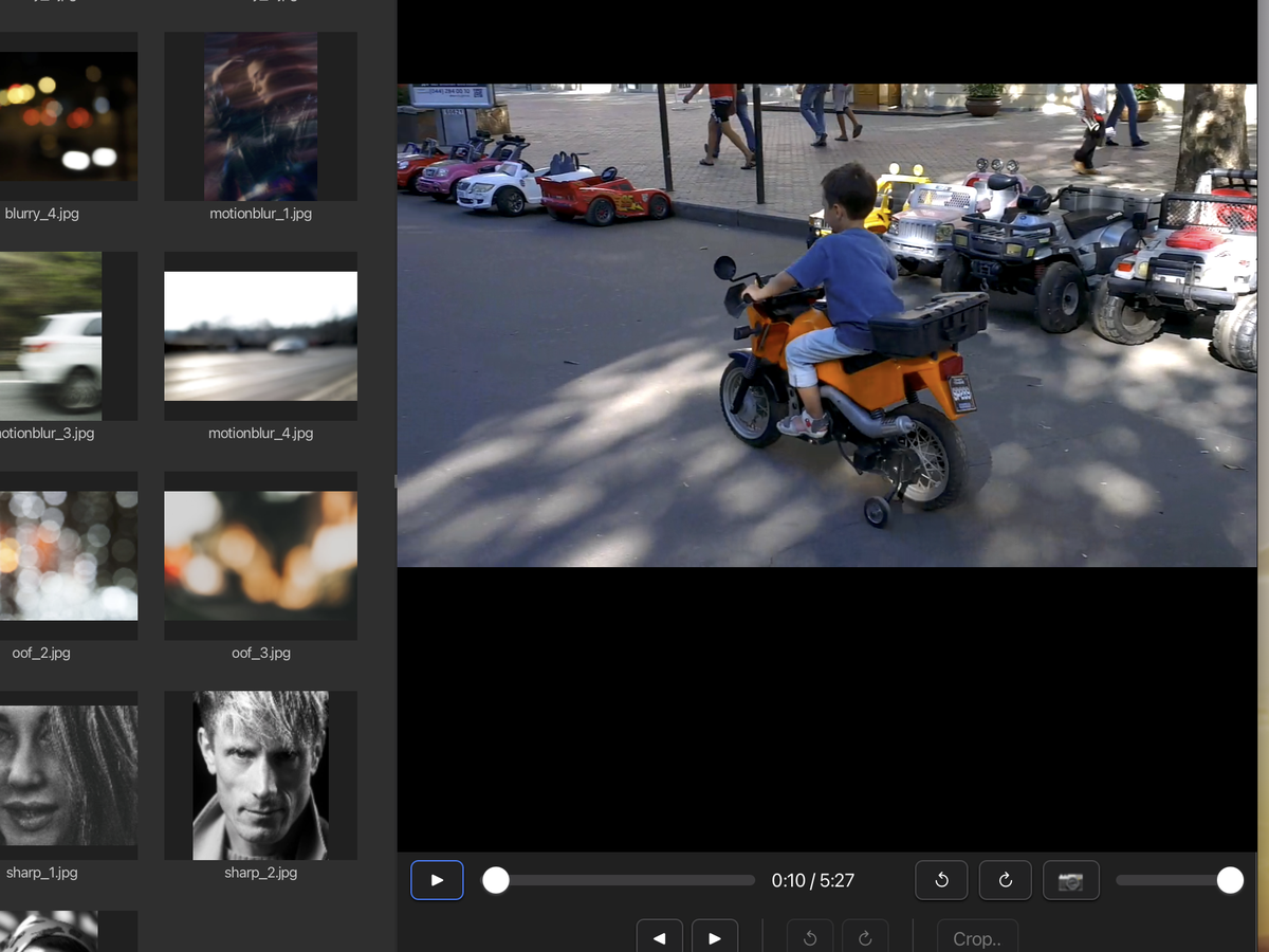 Cullstack culling a video clip — full-frame preview with a frame-accurate scrubber